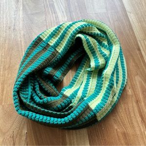 Verloop Anthropologie color block infinity scarf in teal turquoise lemon yellow